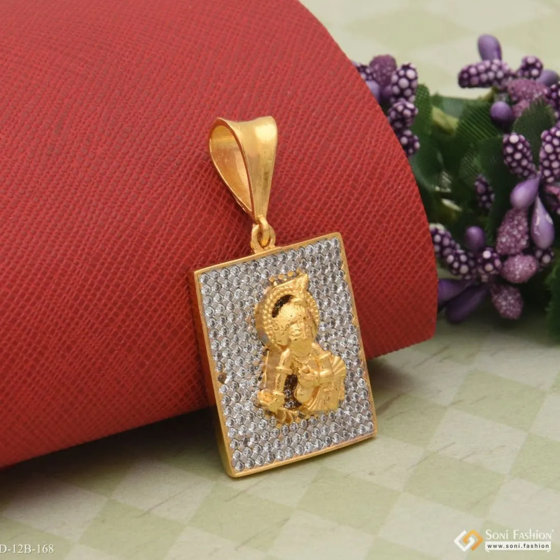 1 Gram Gold Forming Krishna with Diamond Best Quality Pendant for Men - Style B168