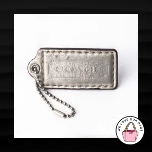 2.25" Medium COACH SILVER LEATHER KEY FOB BAG CHARM KEYCHAIN HANGTAG TAG