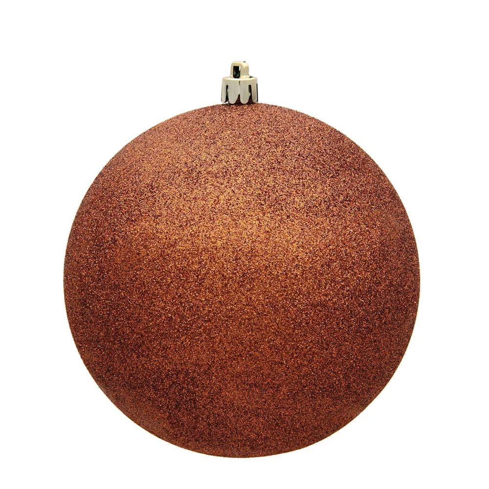 4PK - Vickerman 6 in. Copper Glitter Ball Christmas Ornament