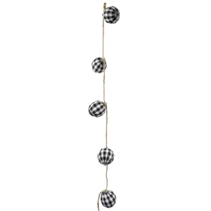 5' Black White Check Fabric Ball Garland 84760GINGHAM
