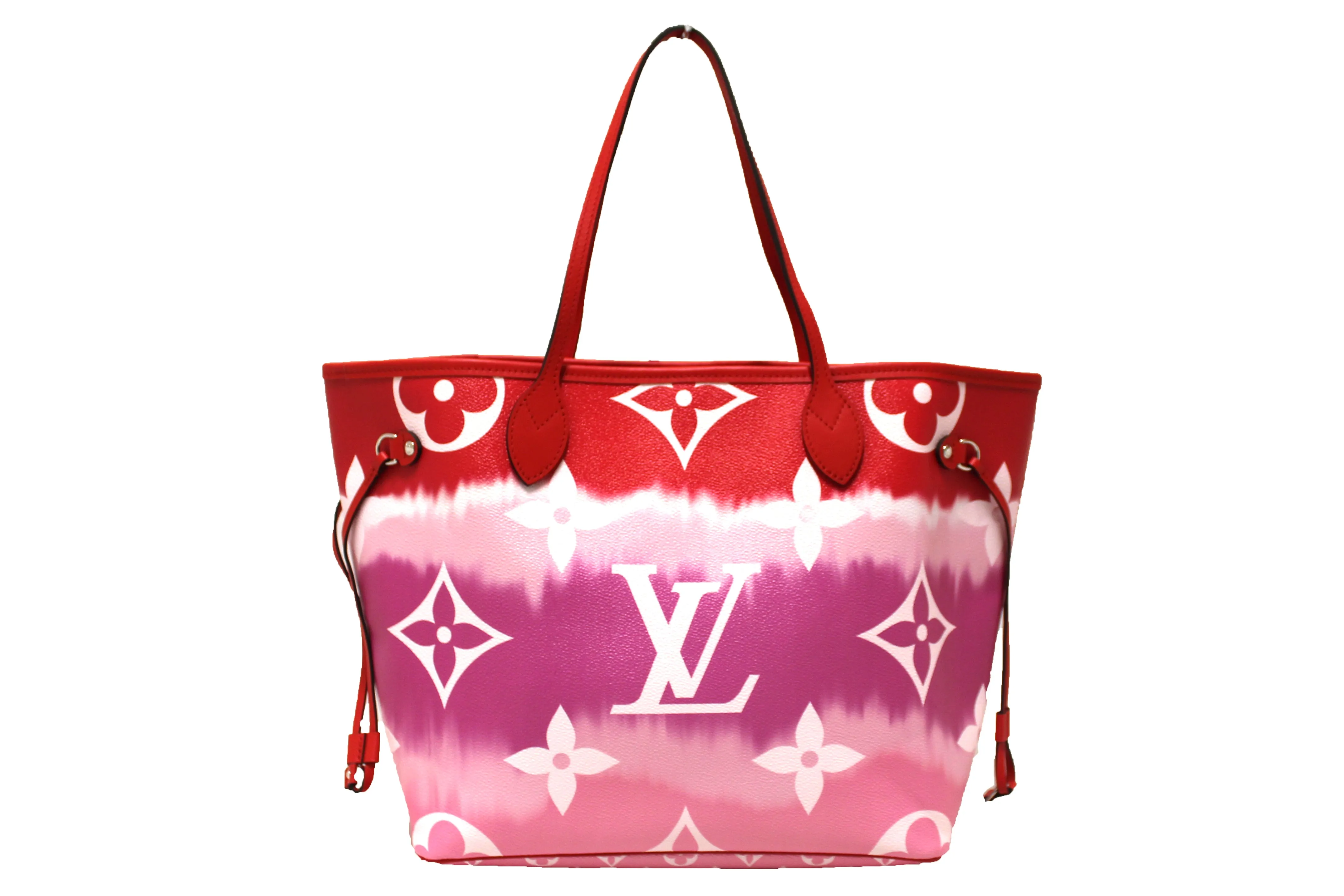 Authentic NEW Louis Vuitton Pink/Red Escale Giant Monogram Neverfull MM Shoulder Bag