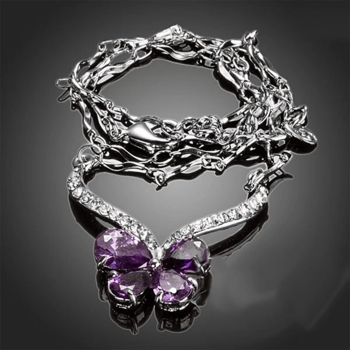 Beautiful Purple Butterfly Necklace