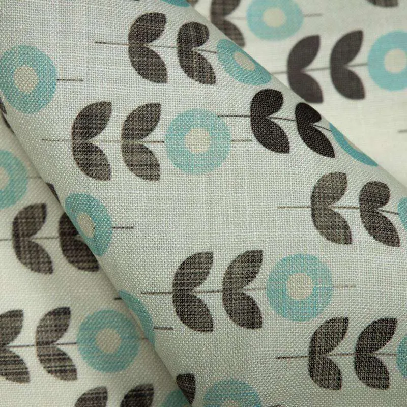 Beige Floral Digital Print Linen-Textured Fabric (Width 56 Inches)