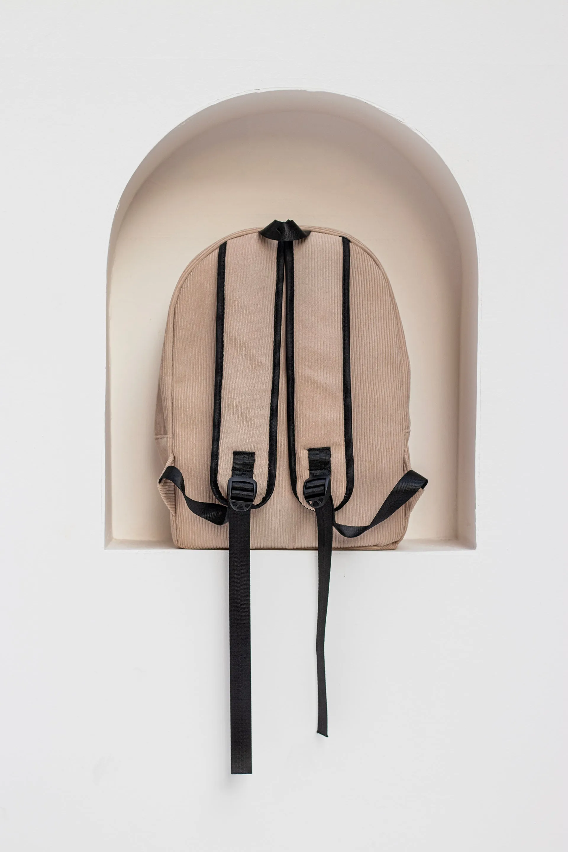 Beige Velvet Backpack