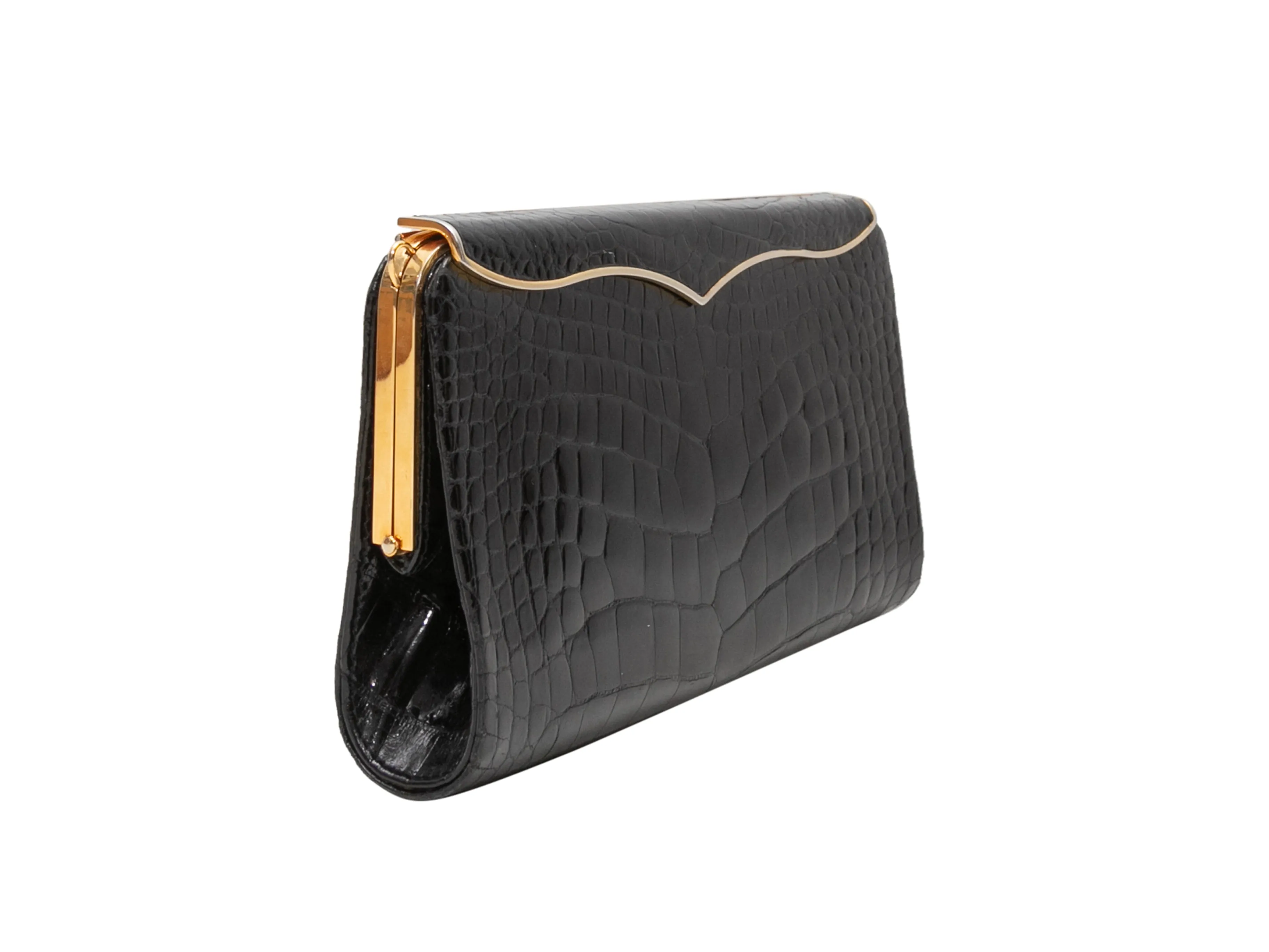Black Lana Marks Cleopatra Crocodile Evening Bag