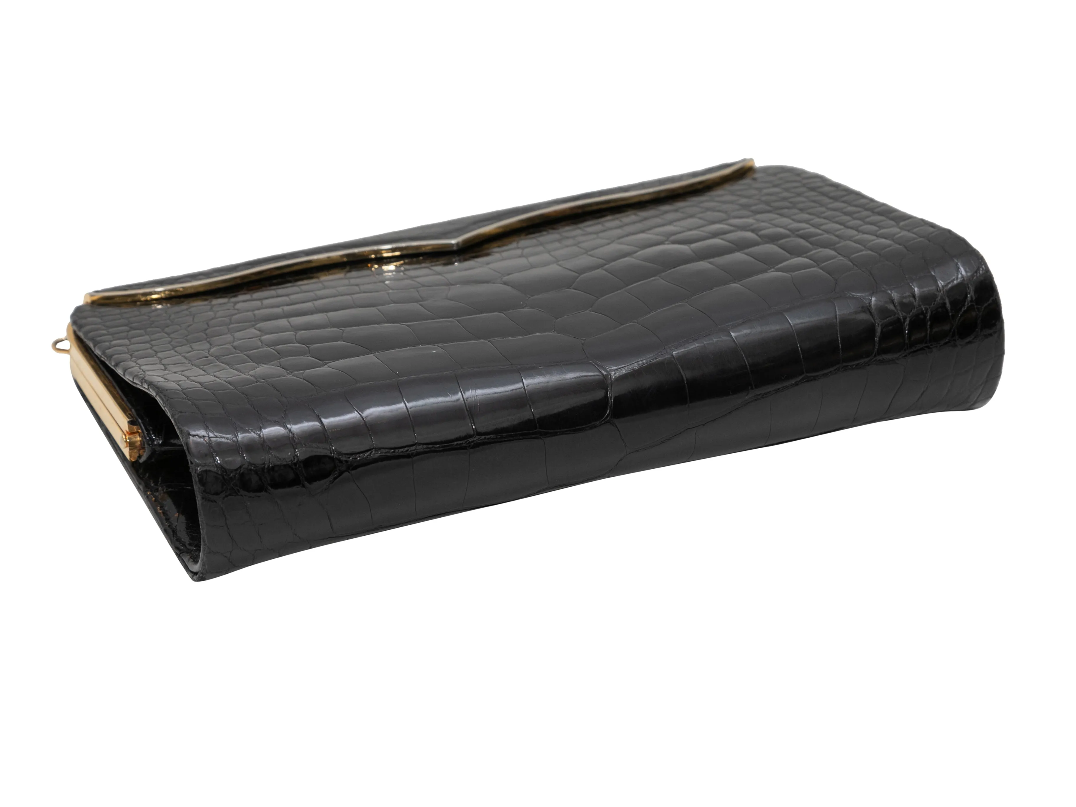 Black Lana Marks Cleopatra Crocodile Evening Bag