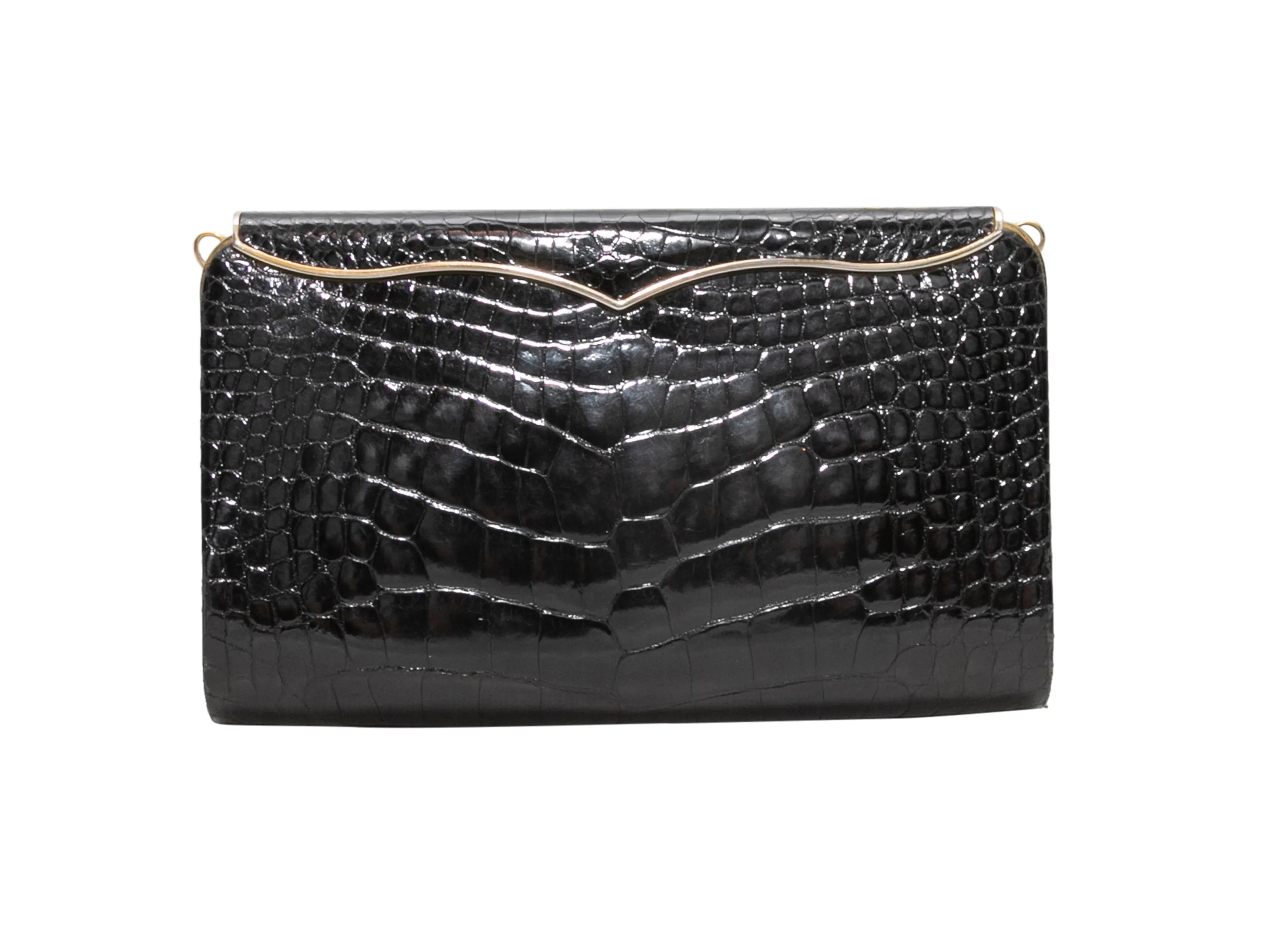 Black Lana Marks Cleopatra Crocodile Evening Bag