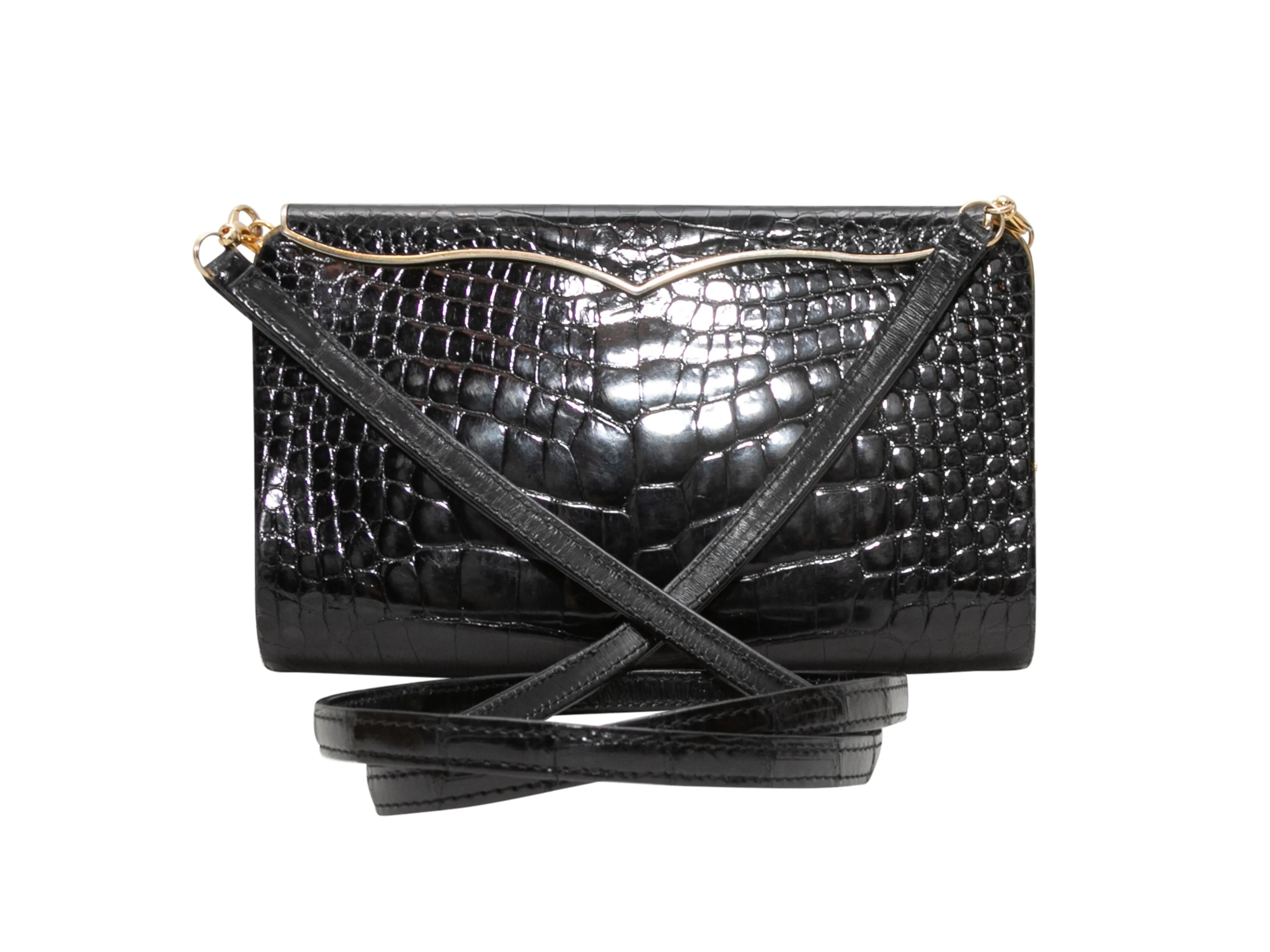 Black Lana Marks Cleopatra Crocodile Evening Bag