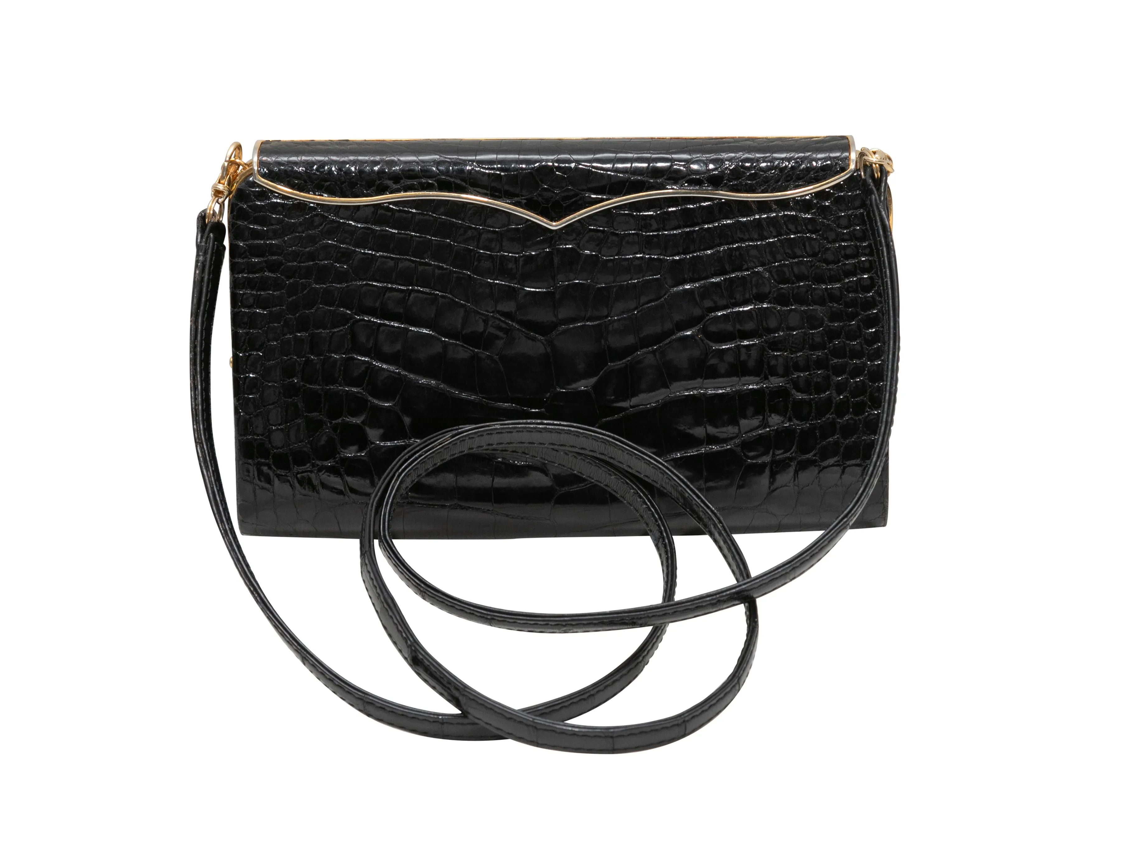 Black Lana Marks Cleopatra Crocodile Evening Bag