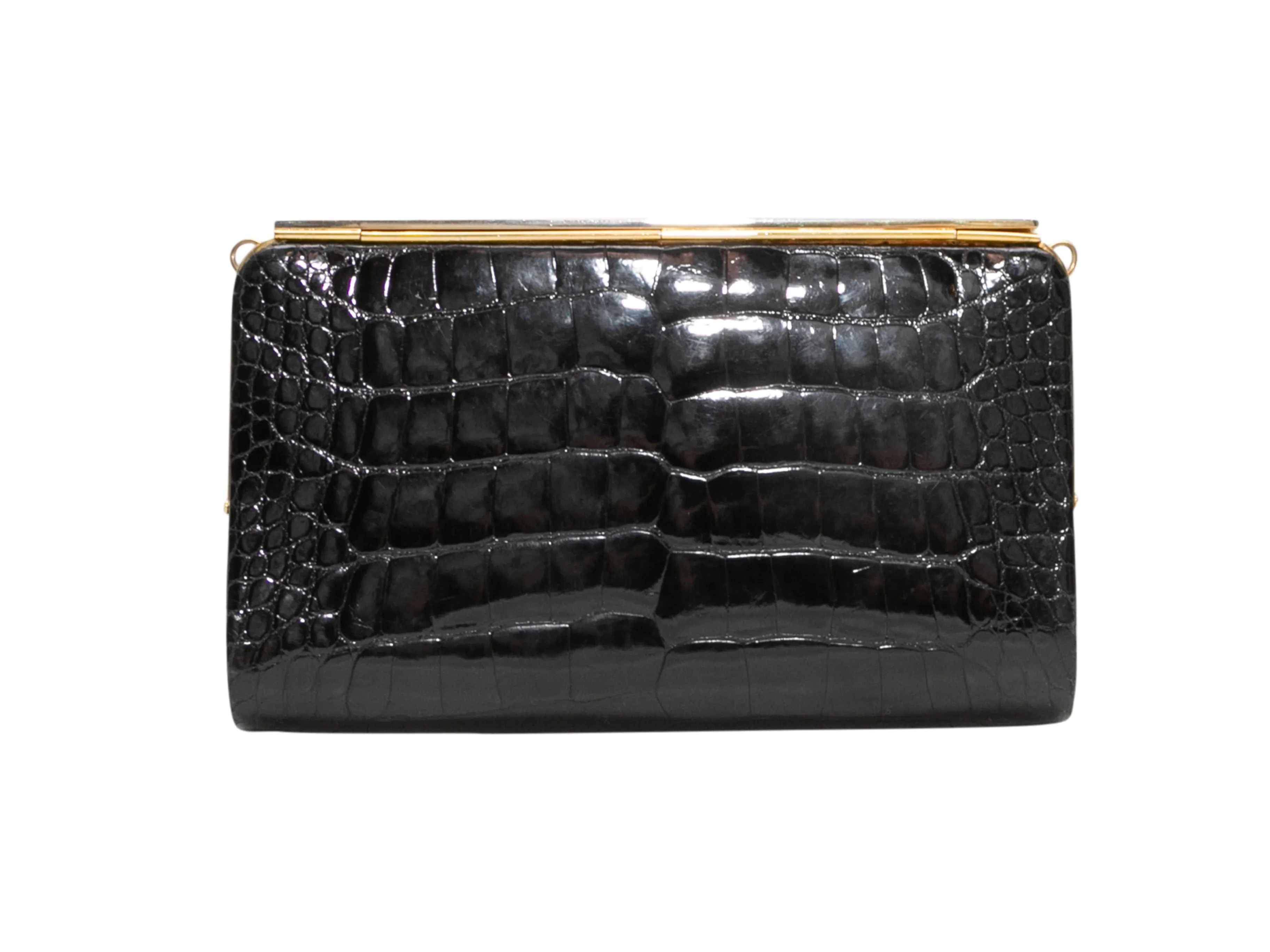 Black Lana Marks Cleopatra Crocodile Evening Bag