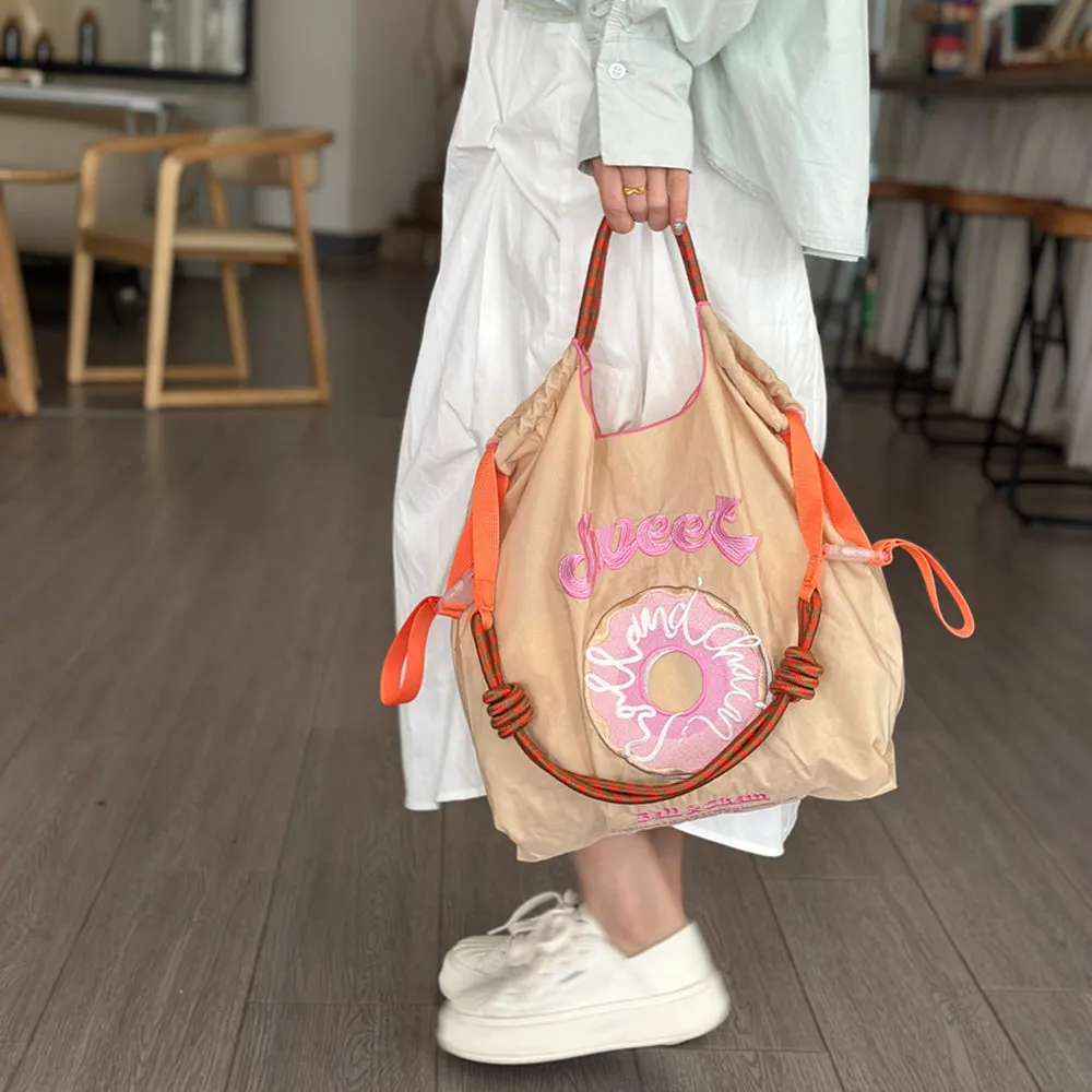 Bohemian Floral Embroidery Rabbit Cat Nylon Bag