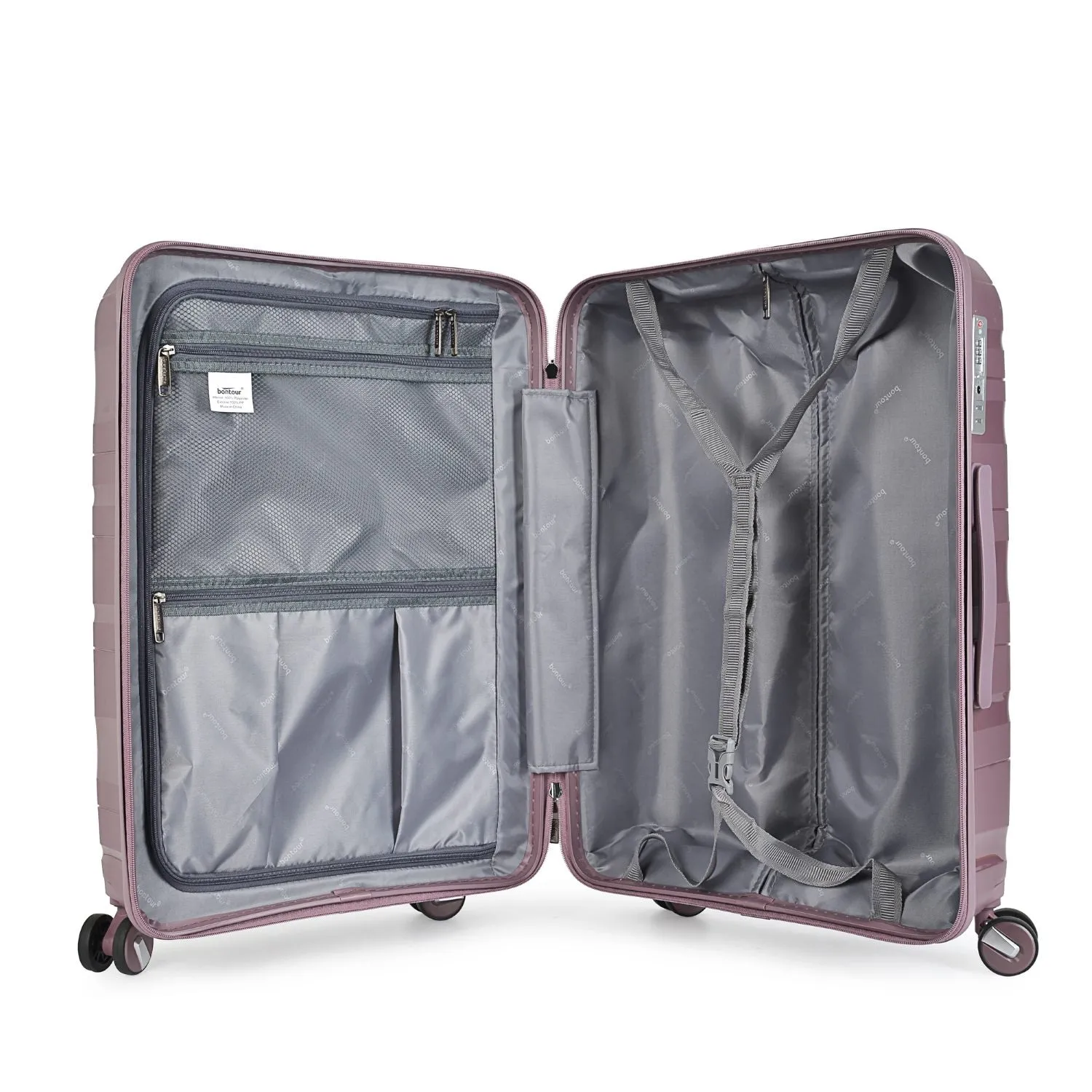 Bontour 'Flow' 4-wheeled cabin suitcase with TSA lock, 55x38x20cm, Lavender
