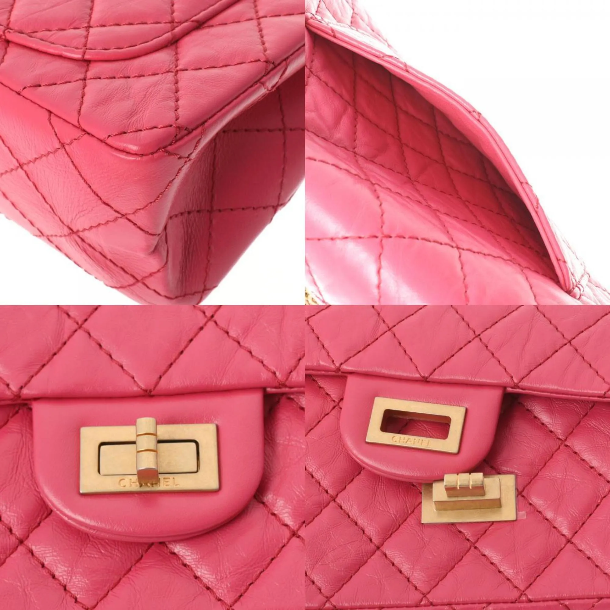 Chanel 2.55 chain pink tone ladies calf shoulder bag