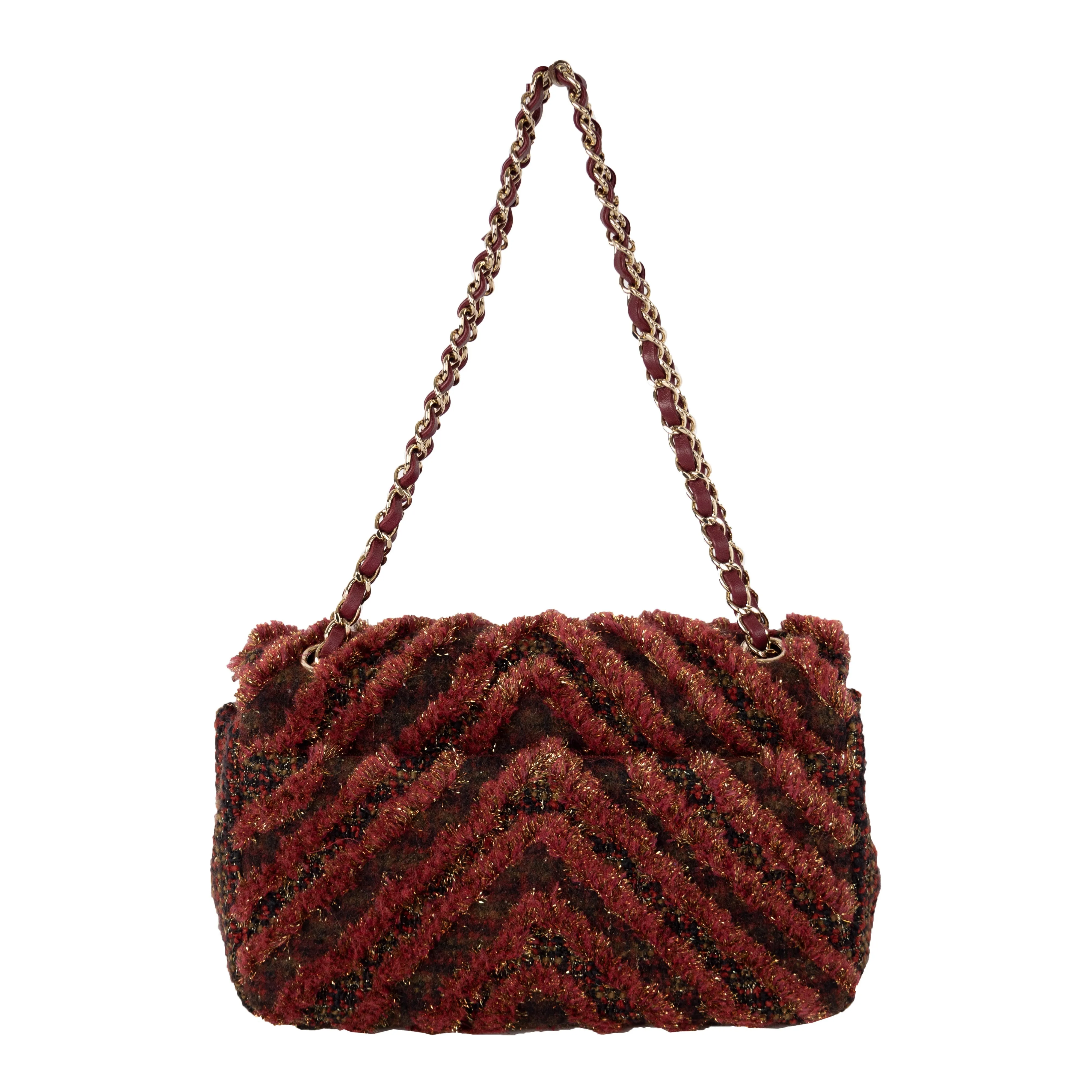 CHANEL Chanel Red Tweed Flap Bag