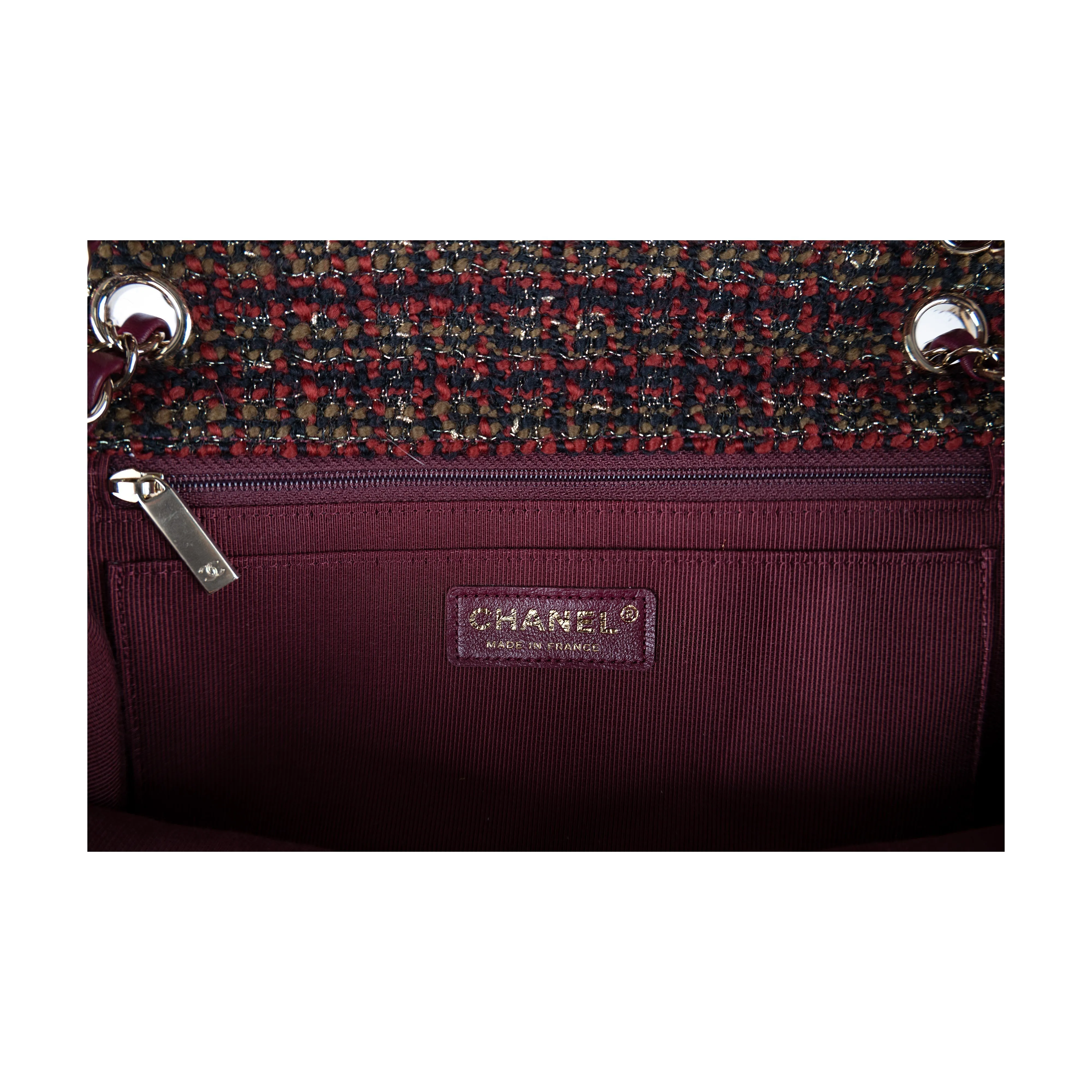 CHANEL Chanel Red Tweed Flap Bag
