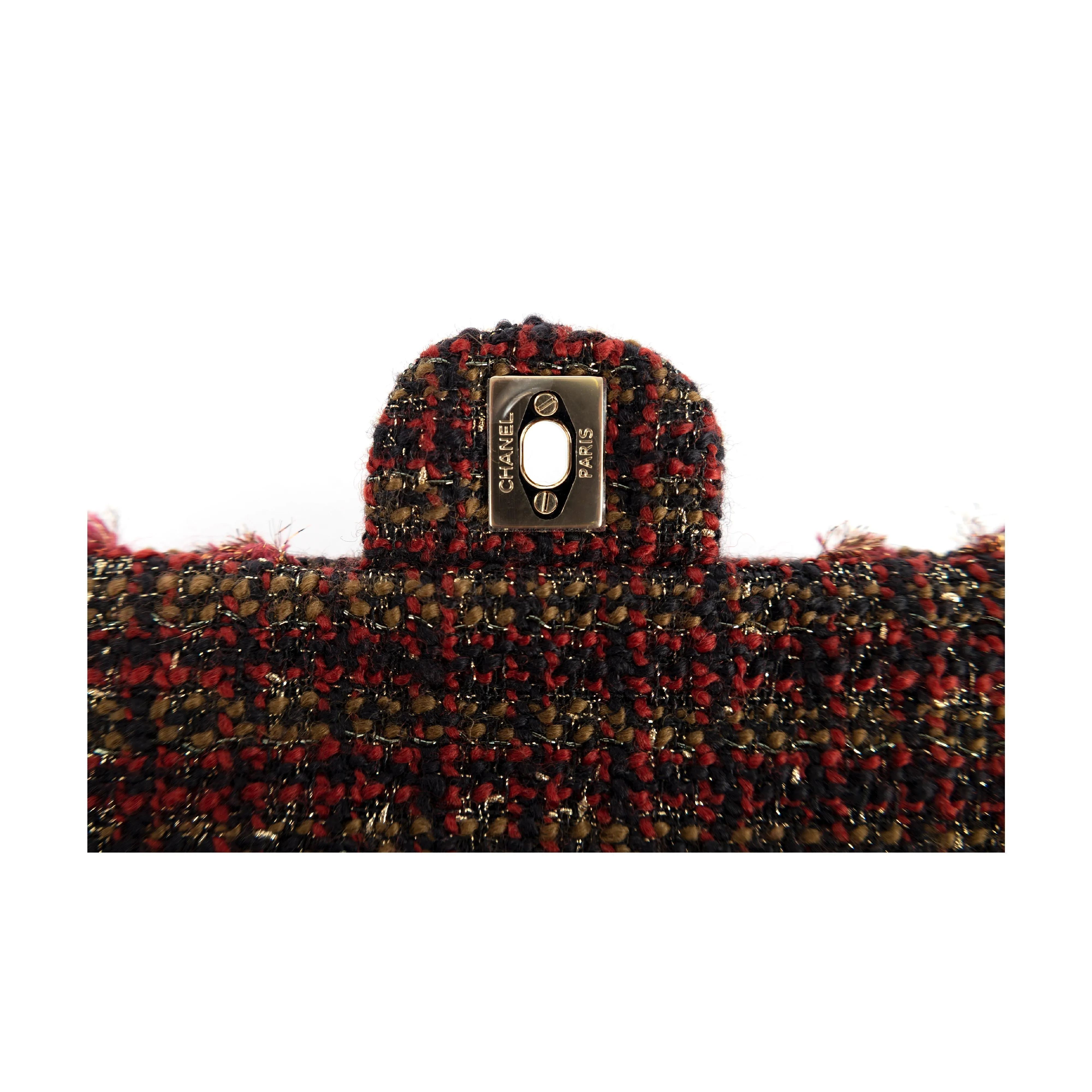 CHANEL Chanel Red Tweed Flap Bag