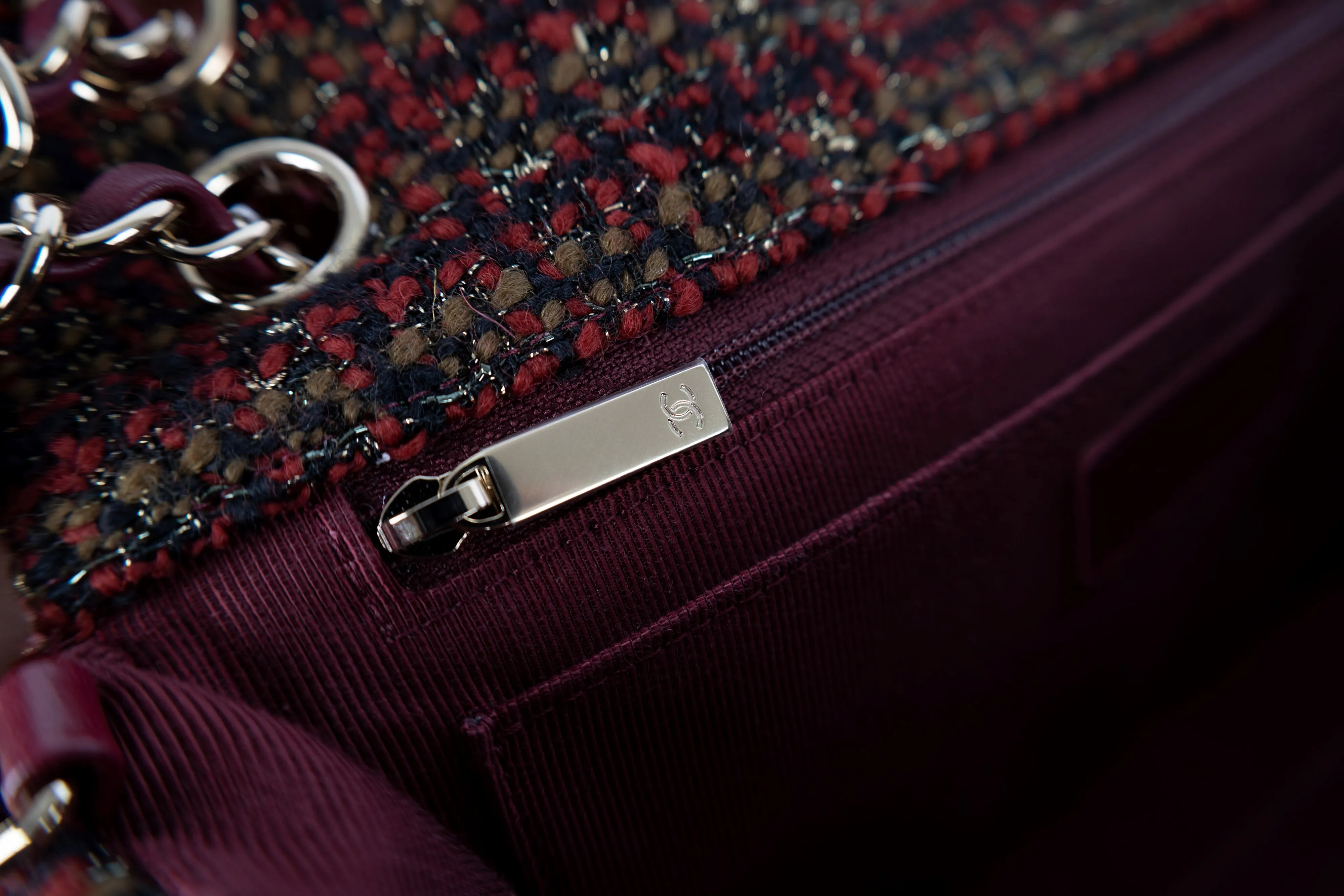 CHANEL Chanel Red Tweed Flap Bag