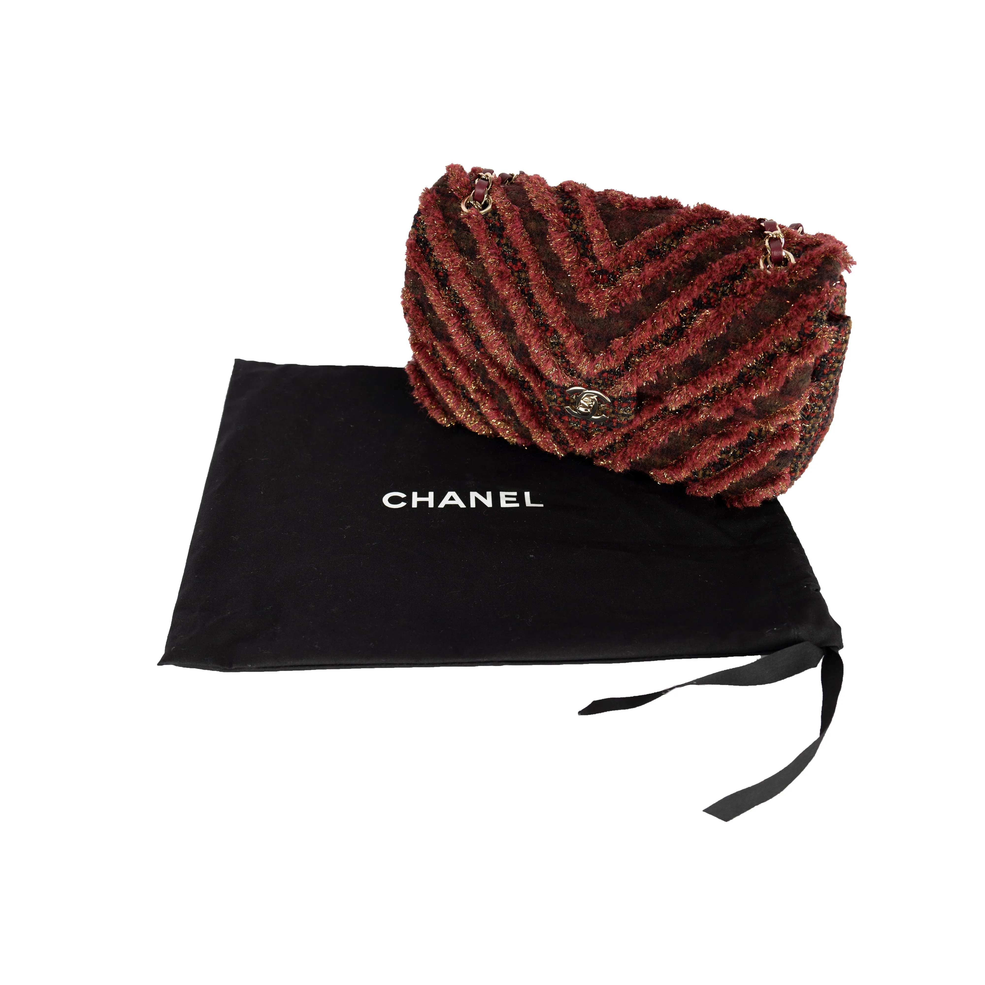 CHANEL Chanel Red Tweed Flap Bag