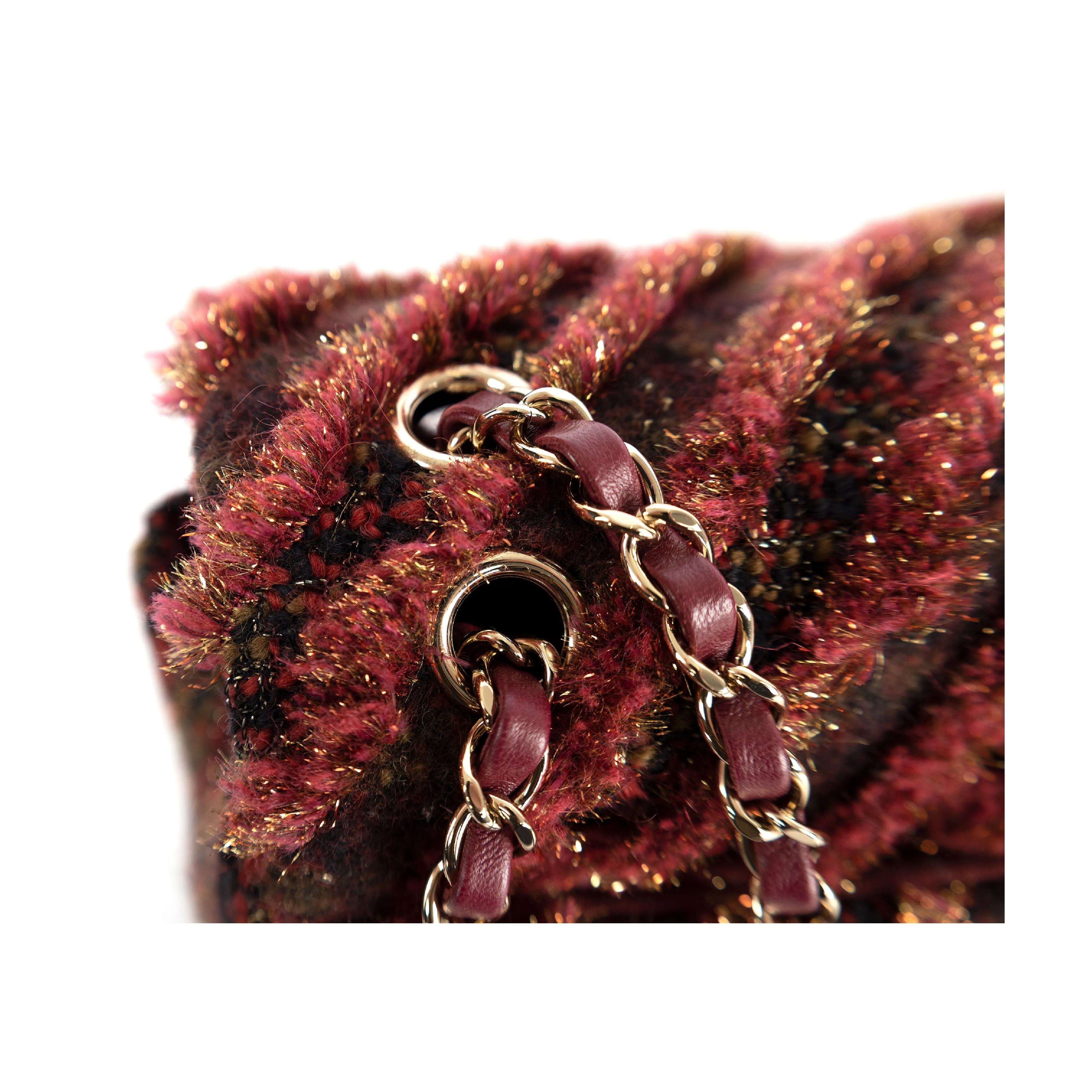 CHANEL Chanel Red Tweed Flap Bag