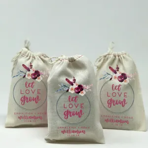 Custom Let Love Grow 25 Set Wedding Favor Bags