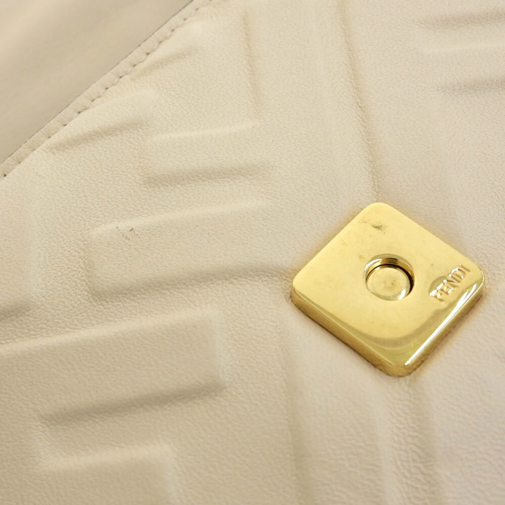 FENDI Baguette Small Logo FF Pattern 2WAY Bag Chain Shoulder Lamb Leather 8BS017