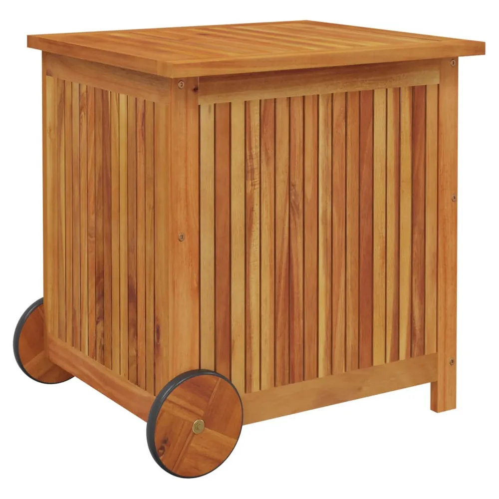 Garden Storage Box with Wheels 60x50x58 cm Solid Wood Acacia