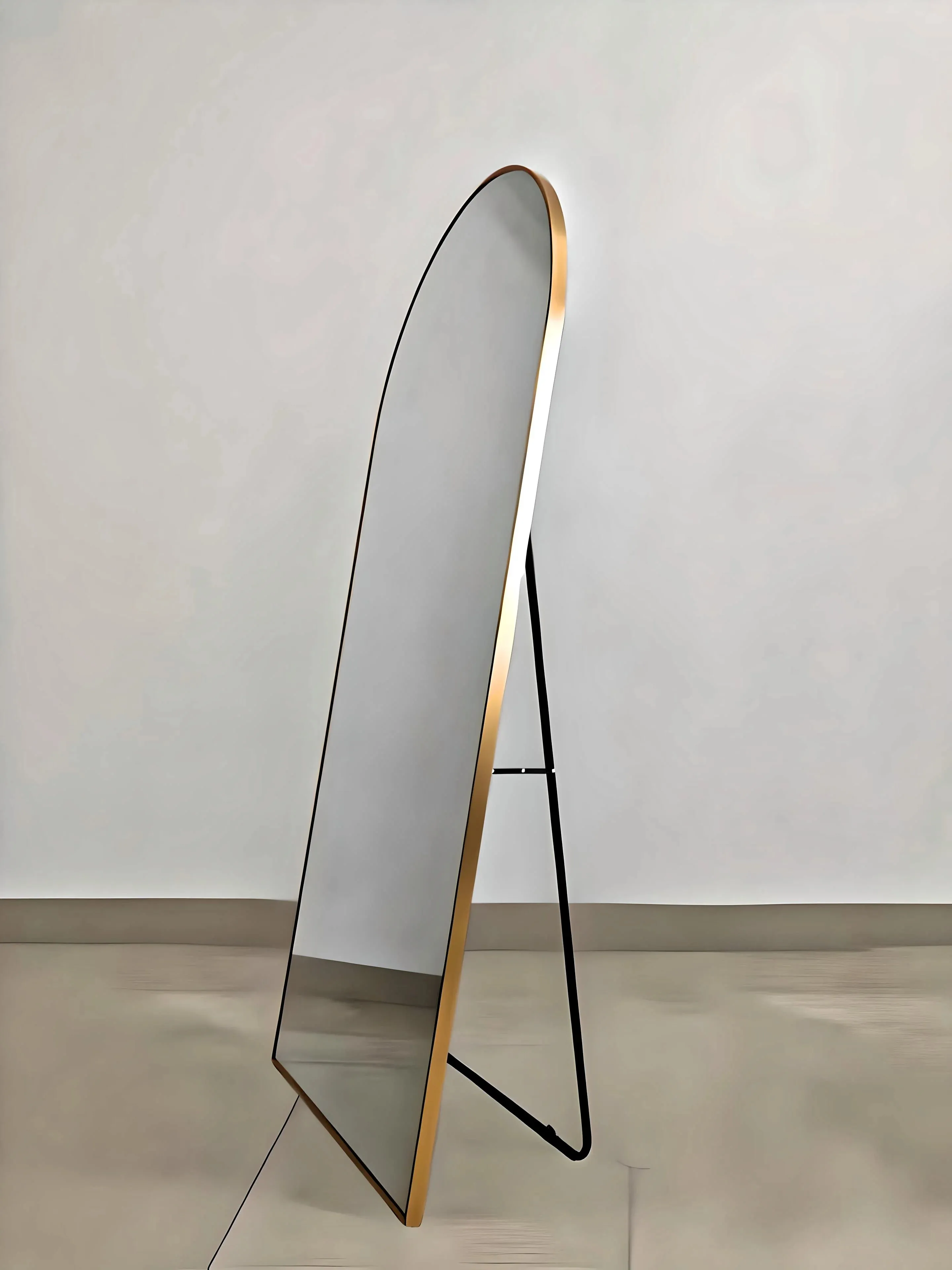 Half Rounded Metal Standing Mirror