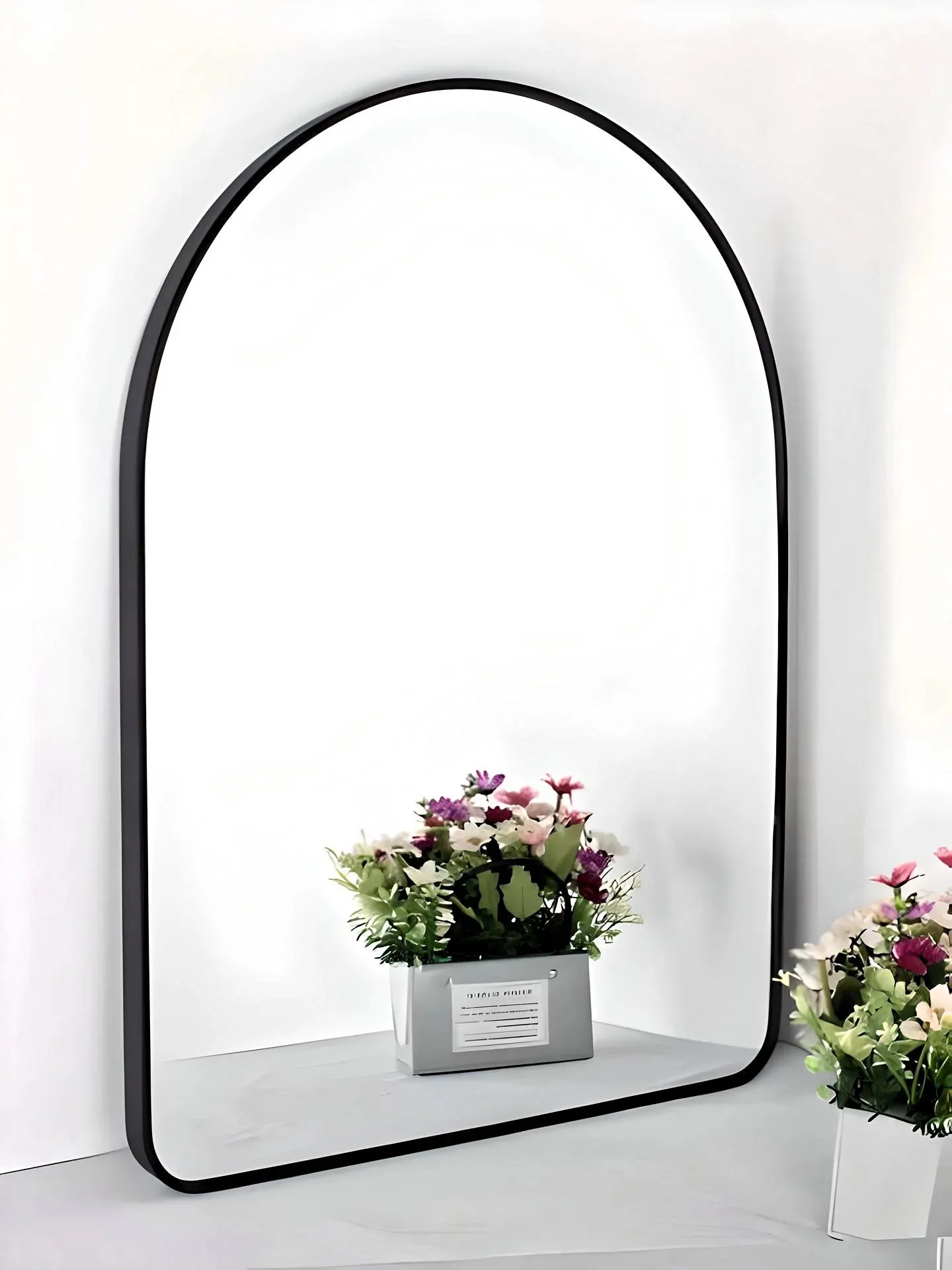 Half Rounded Metal Standing Mirror