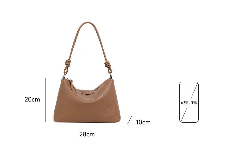 Head layer cowhide armpit large capacity single shoulder dumpling wrap 2896 khaki