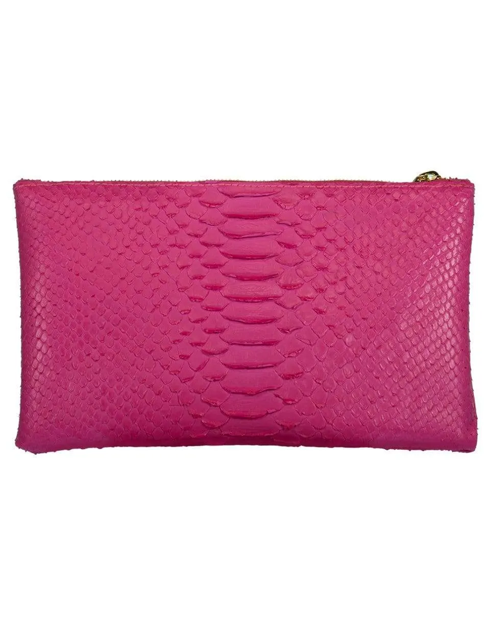 Hot Pink Small Python Effect Clutch
