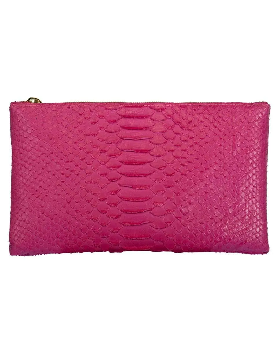 Hot Pink Small Python Effect Clutch