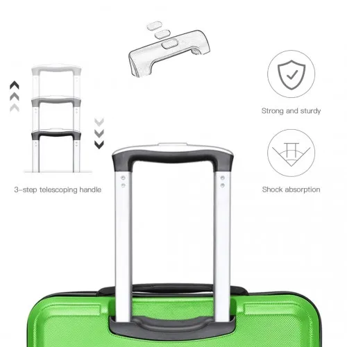 Kono ABS 24 Inch Sculpted Horizontal Design Suitcase - Green | Durable, Lightweight, TSA Lock, 360° Wheels