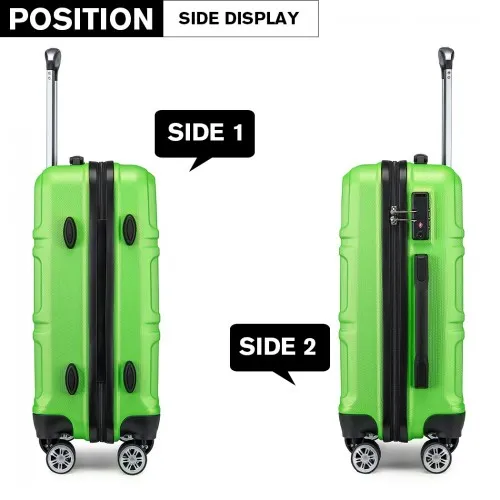 Kono ABS 24 Inch Sculpted Horizontal Design Suitcase - Green | Durable, Lightweight, TSA Lock, 360° Wheels