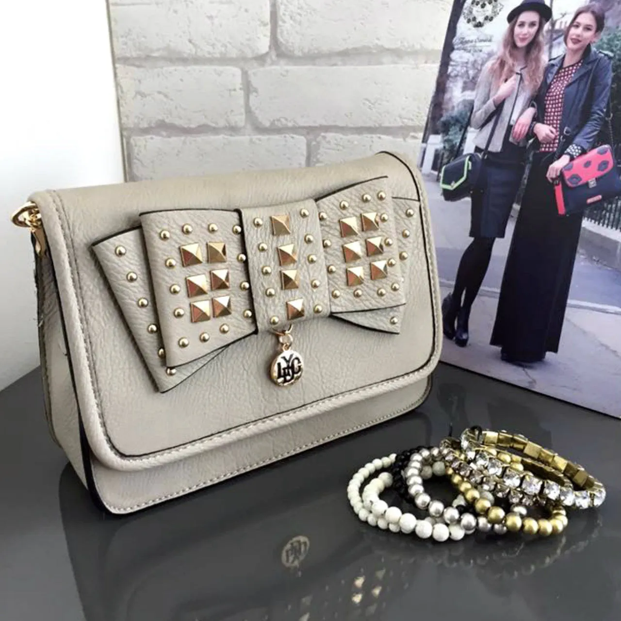 LYDC Grey Classy Bow Micro Bag