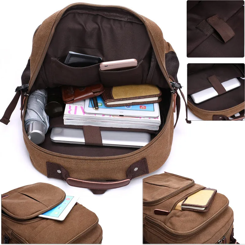 Mens Canvas Backpack Laptop Bookbag