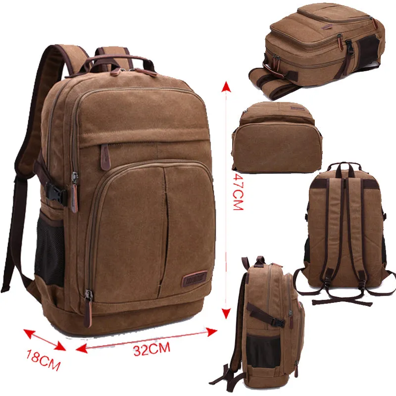 Mens Canvas Backpack Laptop Bookbag