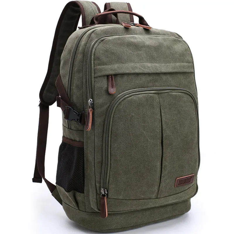 Mens Canvas Backpack Laptop Bookbag