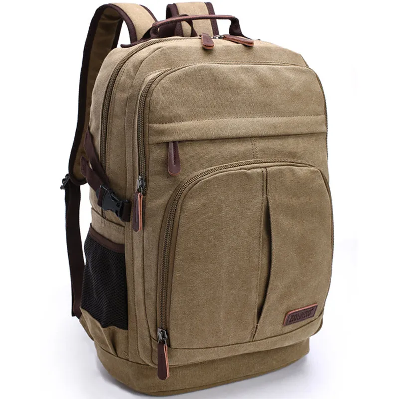 Mens Canvas Backpack Laptop Bookbag