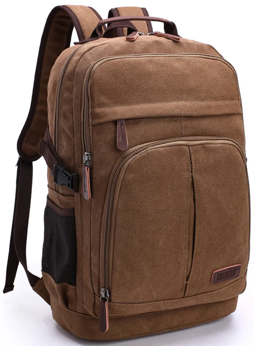 Mens Canvas Backpack Laptop Bookbag