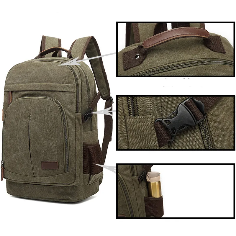 Mens Canvas Backpack Laptop Bookbag