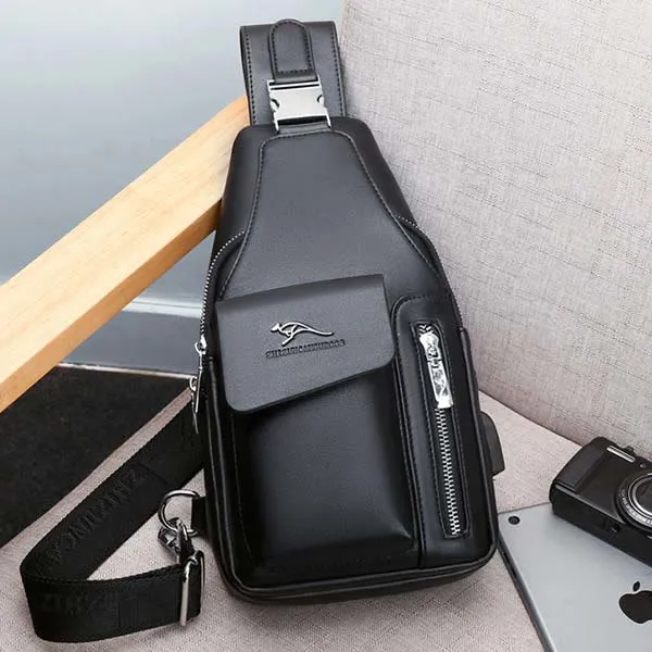 Multi-Compartment Wearing-Resisting Sling Bag with USB Charging Port