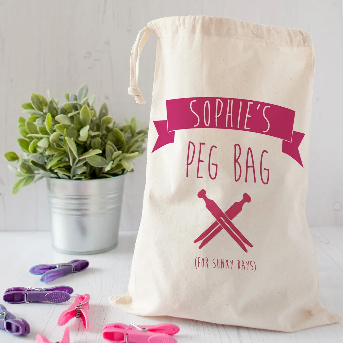 Personalised Retro Style Peg Bag