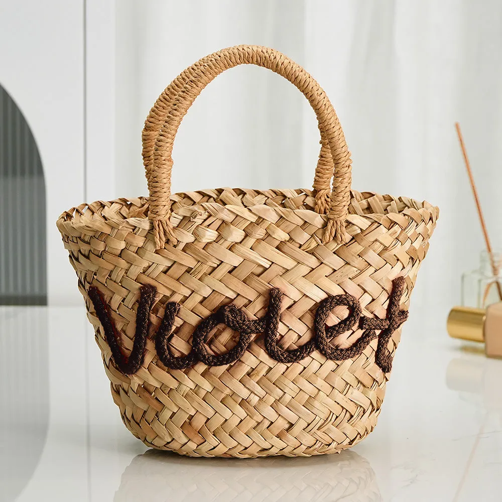 Personalized Embroidered Name Bags Straw Basket Bridal Shower Bags Customized Straw Bags Custom Wedding Bag Straw Tote