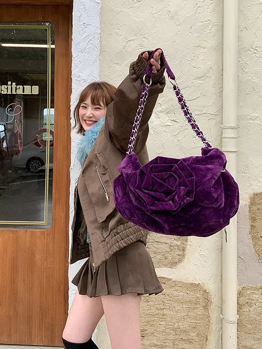 Rose Velvet Chain Bag