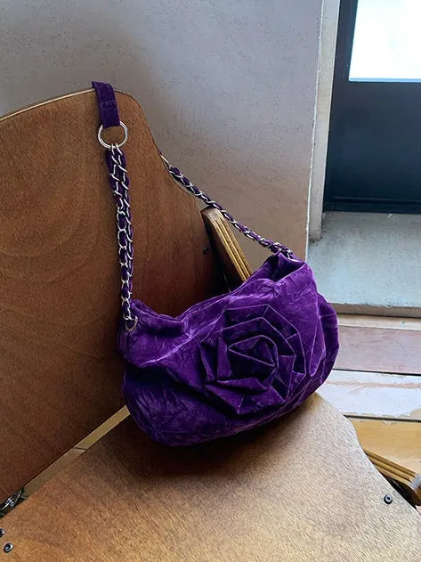 Rose Velvet Chain Bag