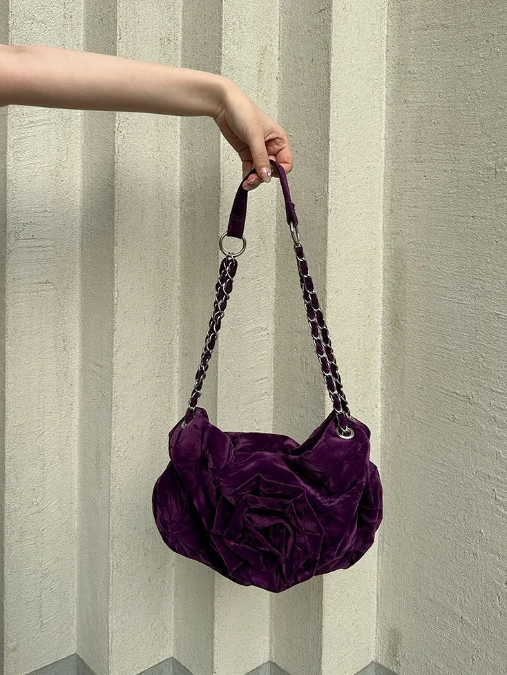 Rose Velvet Chain Bag