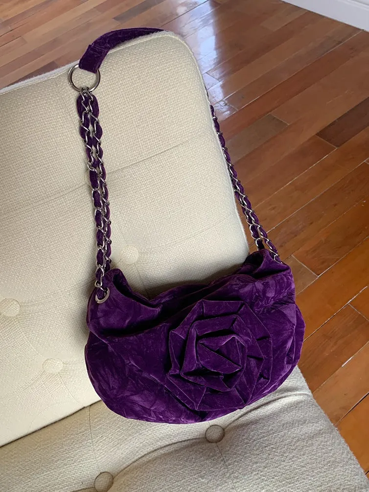Rose Velvet Chain Bag
