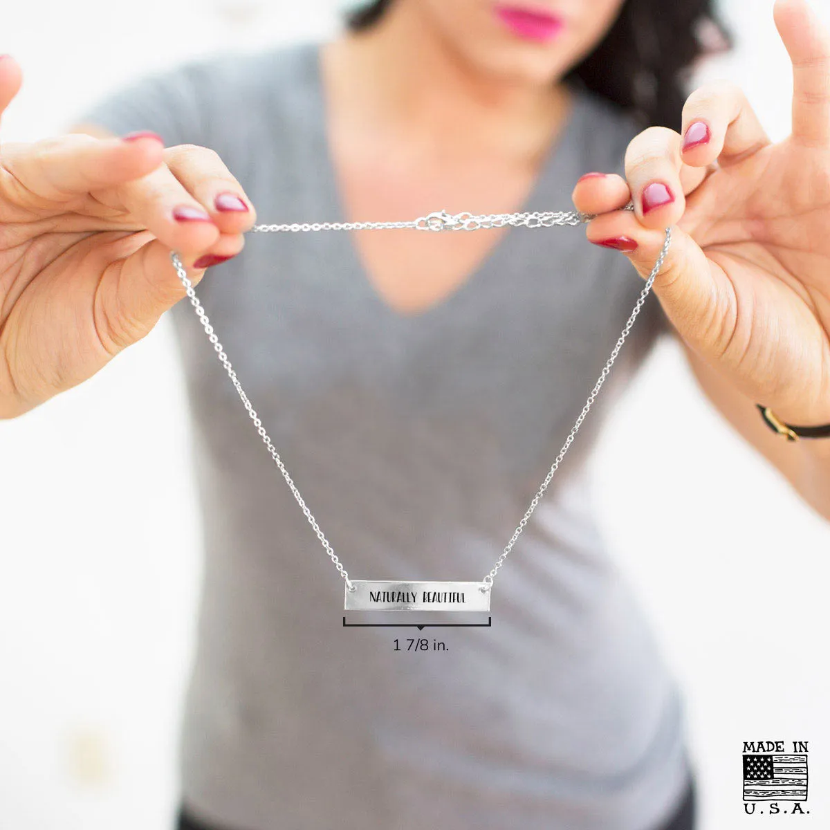 Silver Naturally Beautiful Bar Necklace