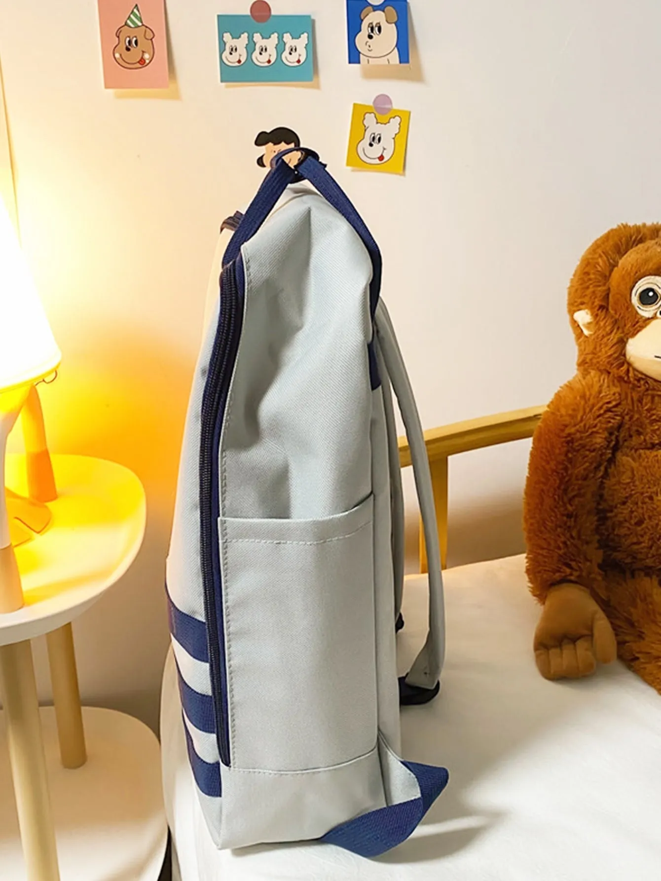 Striped Pattern Large Capacity Backpack
