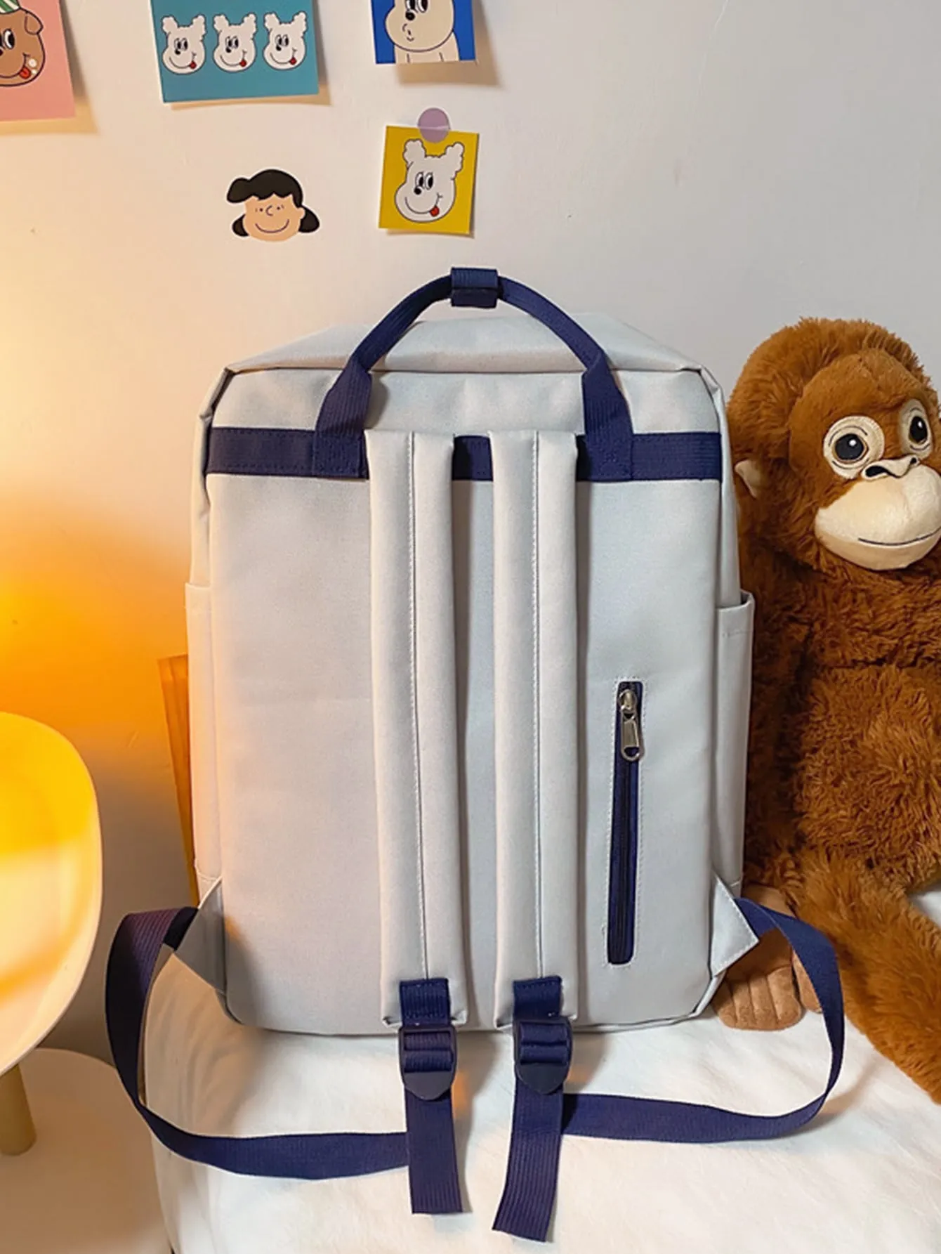 Striped Pattern Large Capacity Backpack